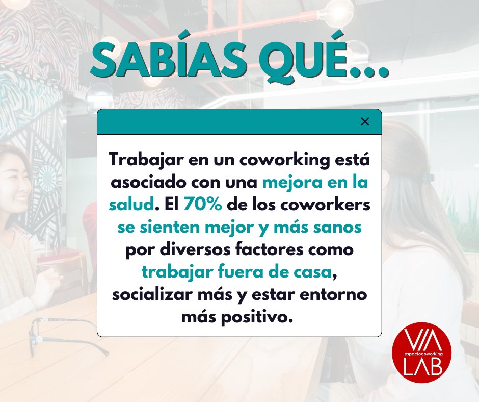 vialabcoworking's tweet photo. Ser trabajador en #remoto y hacer tu jornada desde casa puede llegar a ser monótono. Por eso, os dejamos un dato extraído de un estudio reciente. El #coworking no solo cambia la forma de trabajar, también puede transformar tu vida.
#vialab #valladolid #cyl #teletrabajo #empresa https://t.co/AO9BQRTspL