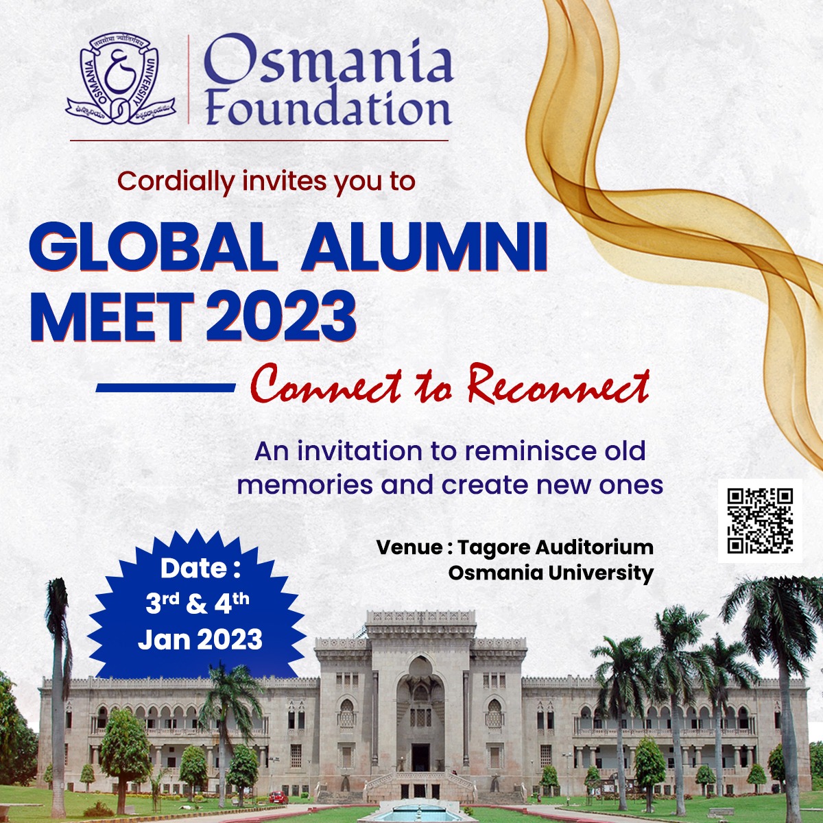 osmania_fdn's tweet photo. Osmania Foundation awaits your presence at the Glorious Global Alumni Meet 2023. It’s the most special reunion that gives an opportunity to spend time with the past.
To register visit: 
https://t.co/0d36ZXB2HS

#Osmaniafoundation #OsmaniaGlobalAlumnimeet #OUfoundation #AlumniMeet https://t.co/KQCPjUdpg6