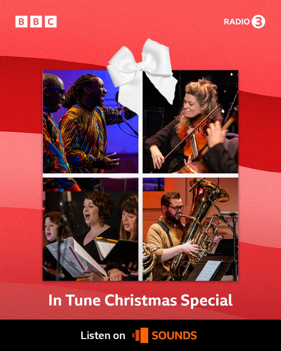 BBC Radio 3 (@bbcradio3) on Twitter photo Live music from @connaughtbrass, <a href="/Albion_Quartet/">Albion Quartet</a>, <a href="/Gandaboys/">GANDA BOYS</a>, <a href="/echo_vocal/">Echo Vocal Ensemble</a>, <a href="/SorayaMafi/">Soraya Mafi</a>, <a href="/laufey/">laufey</a> and more, plus festive readings from <a href="/siobhni/">Siobhán McSweeney</a>. All beautifully wrapped up and available on <a href="/BBCSounds/">BBC Sounds</a> until January.
🎧 Listen now: bbc.in/3jmlj0W
<a href="/BBCInTune/">In Tune BBC Radio 3</a> Live music from @connaughtbrass, <a href="/Albion_Quartet/">Albion Quartet</a>, <a href="/Gandaboys/">GANDA BOYS</a>, <a href="/echo_vocal/">Echo Vocal Ensemble</a>, <a href="/SorayaMafi/">Soraya Mafi</a>, <a href="/laufey/">laufey</a> and more, plus festive readings from <a href="/siobhni/">Siobhán McSweeney</a>. All beautifully wrapped up and available on <a href="/BBCSounds/">BBC Sounds</a> until January.
🎧 Listen now: bbc.in/3jmlj0W
<a href="/BBCInTune/">In Tune BBC Radio 3</a>