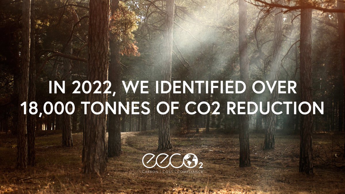 2022 has been a busy year for EECO2...

Over 73 projects, our efforts identified over 18,000tCO2 reduction - equivalent to almost 700,000 trees!