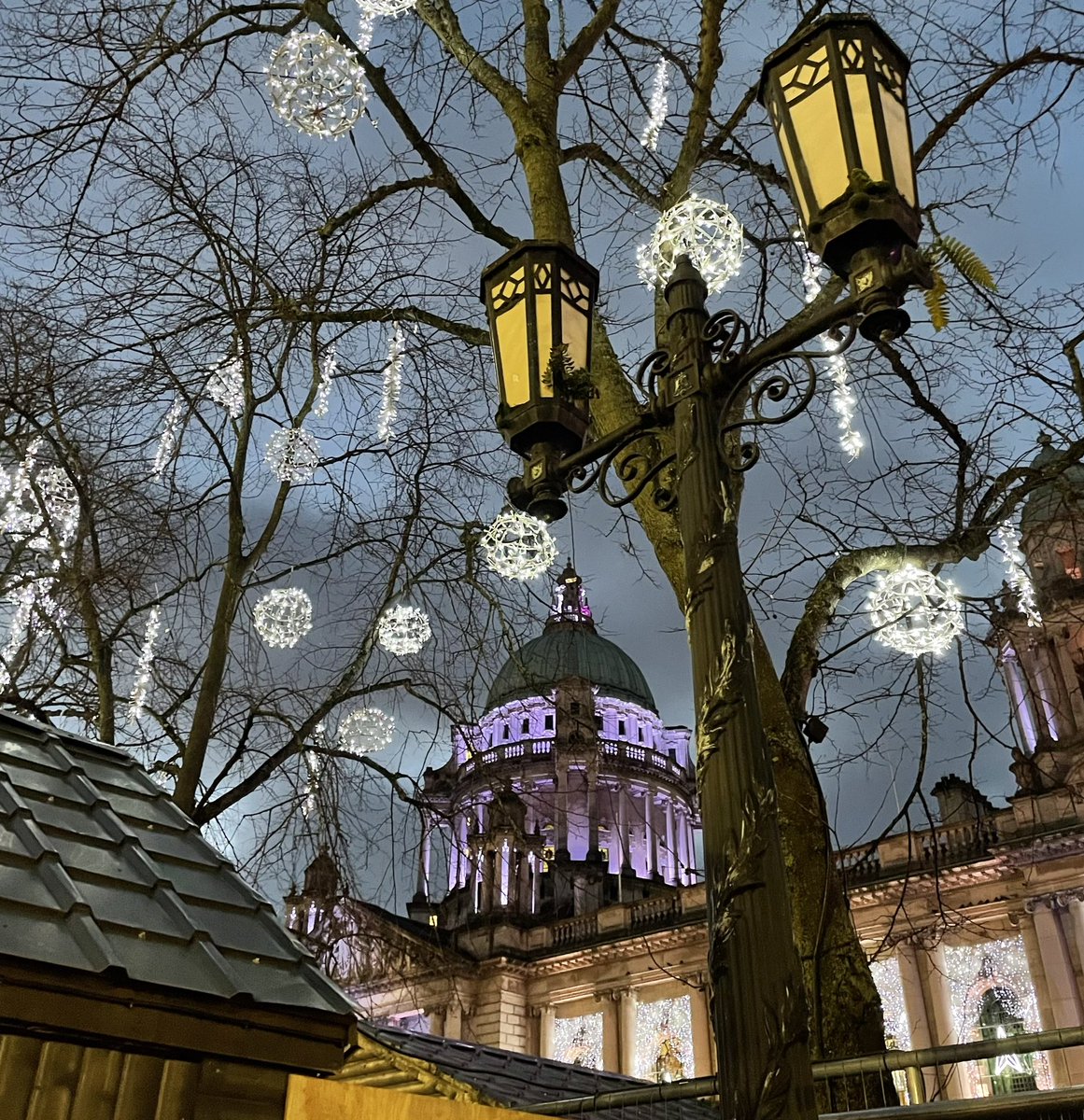 Belfast looking suitably gloomy but festive this morning on the shortest day