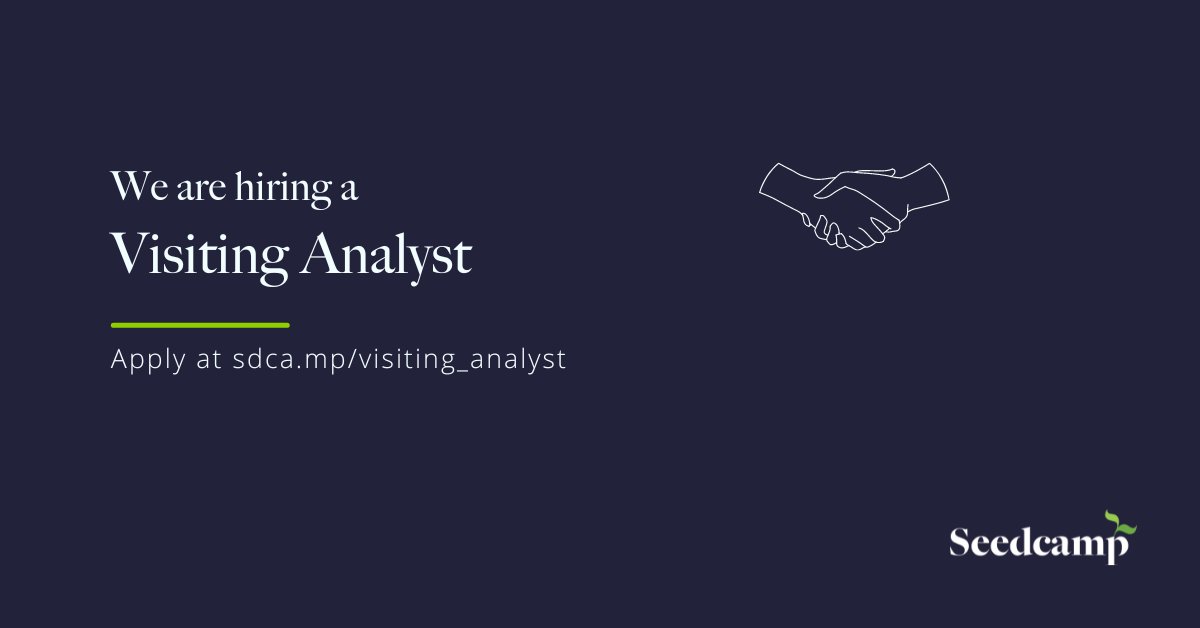 seedcamp's tweet photo. Looking to break into VC in 2023?

Join our team as a Visiting Analyst.

Apply by 23 January 2023 👉
https://t.co/CbPSibg7F3 https://t.co/A0omFKXZ9Y