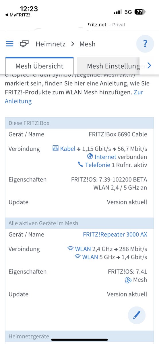 Clumsy_61's tweet photo. @AVM_DE „Behoben Es konnte zu einer falschen Anzeige der Datenrate der Verbindung zur FRITZ!Box kommen“
Ist die Datenrate so richtig obwohl der Abstand zur FRITZ!Box sehr gering ist und sich der Router und Repeater quasi anschauen? https://t.co/sDIuaeCR93