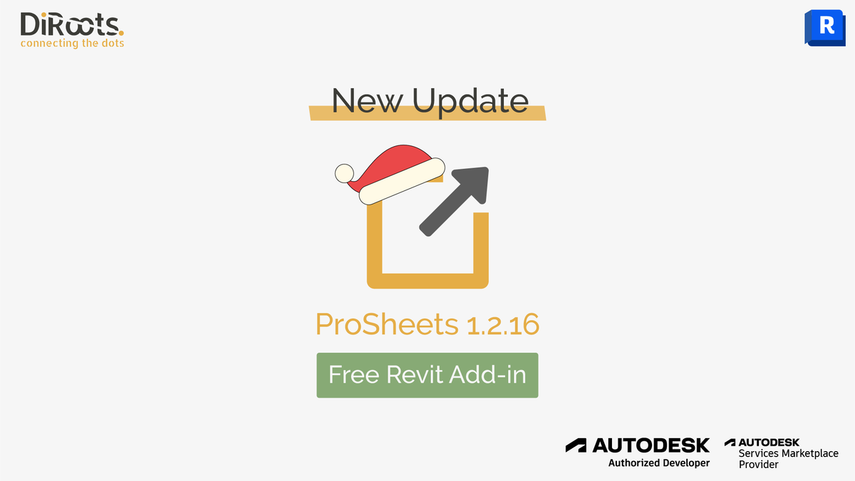 DiRoots17's tweet photo. 🎅 #ProSheets New Update!
A Free #Autodesk #Revit Add-in to batch export Views and Sheets to PDF, DWG, DGN, DWF, NWC, IFC, and Images (JPEG, PNG, TIFF, etc).
👇 Download now:
https://t.co/q64Djur4Lv
👇 Do you want your own Custom Revit Plugin?
https://t.co/eJIoVR72cS
#DiRoots https://t.co/hAbTujMBVZ