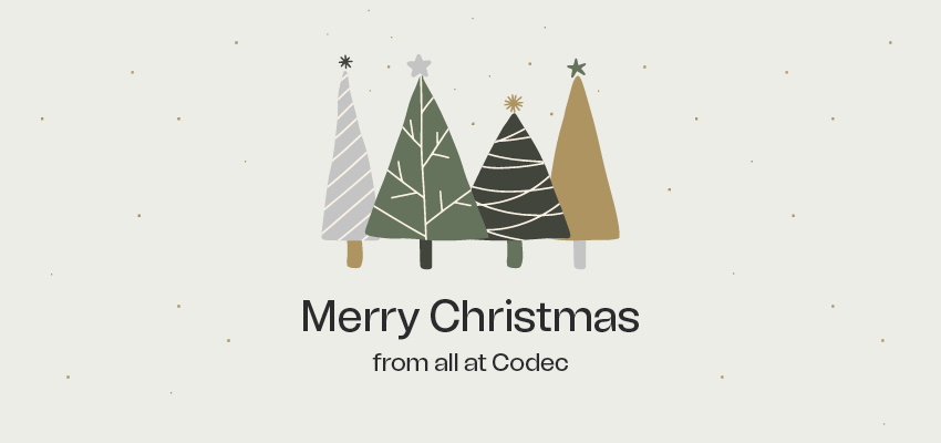 All the management and staff at Codec would like to wish all our customers, suppliers, partners and friends a Merry Christmas and a Happy New Year for 2023.

For details on our opening hours over the festive season, please click here: bit.ly/3v5os88