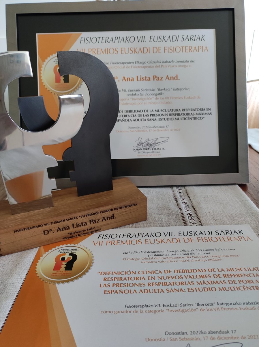 cofiga's tweet photo. O @CoFiGa felicita á compañeira @analistapaz, premio de investigación do @COFPV polo traballo nacional e multicéntrico sobre valores de referencia das presións respiratorias máximas (PIMPEM) en poboación adulta e definición clínica da debilidade muscular respiratoria https://t.co/MuqlBSGFL5