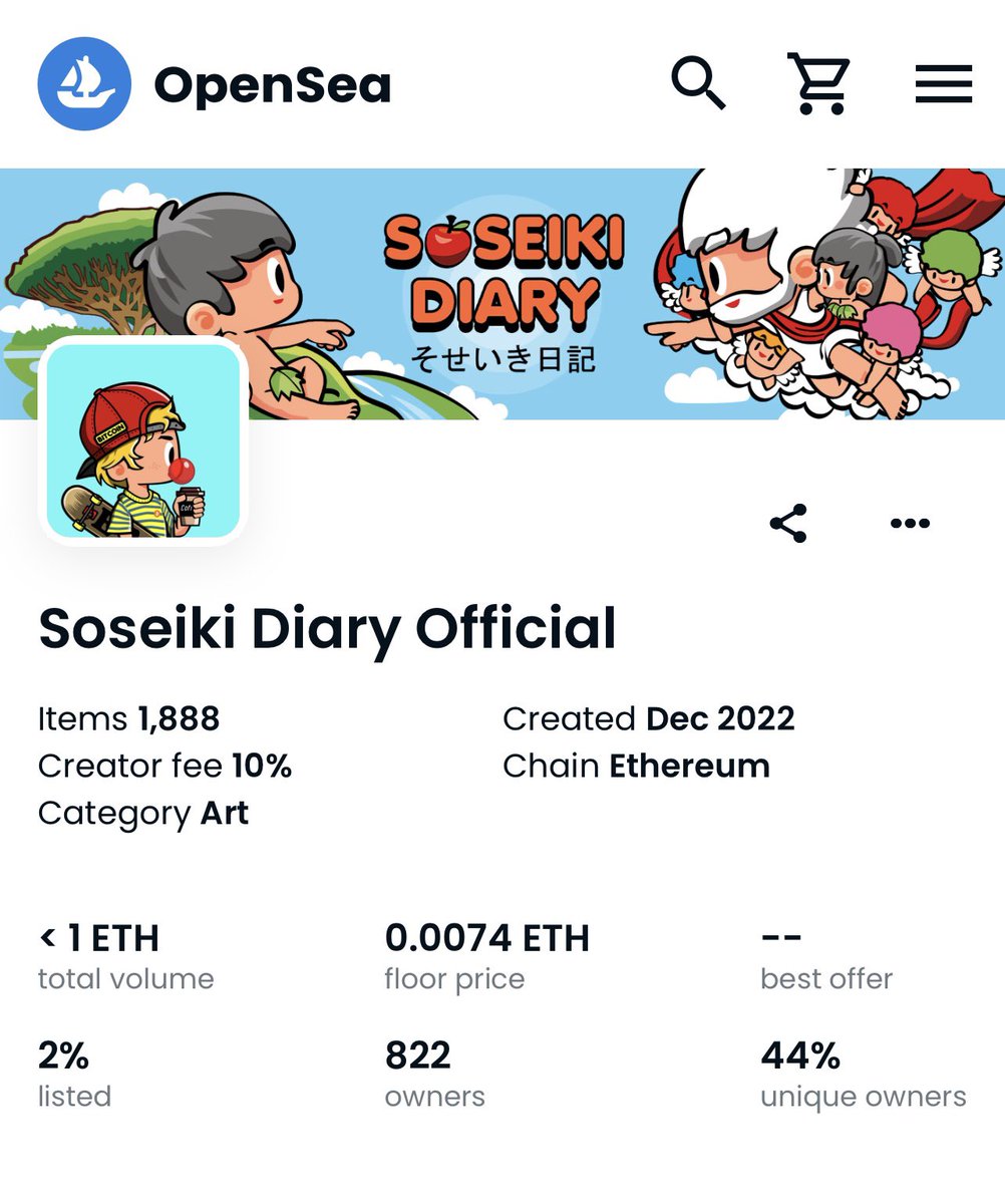 We are officially sold out and only 2% are listed among the 1,888 collection.

Buy one now on OpenSea! 
opensea.io/collection/sos…