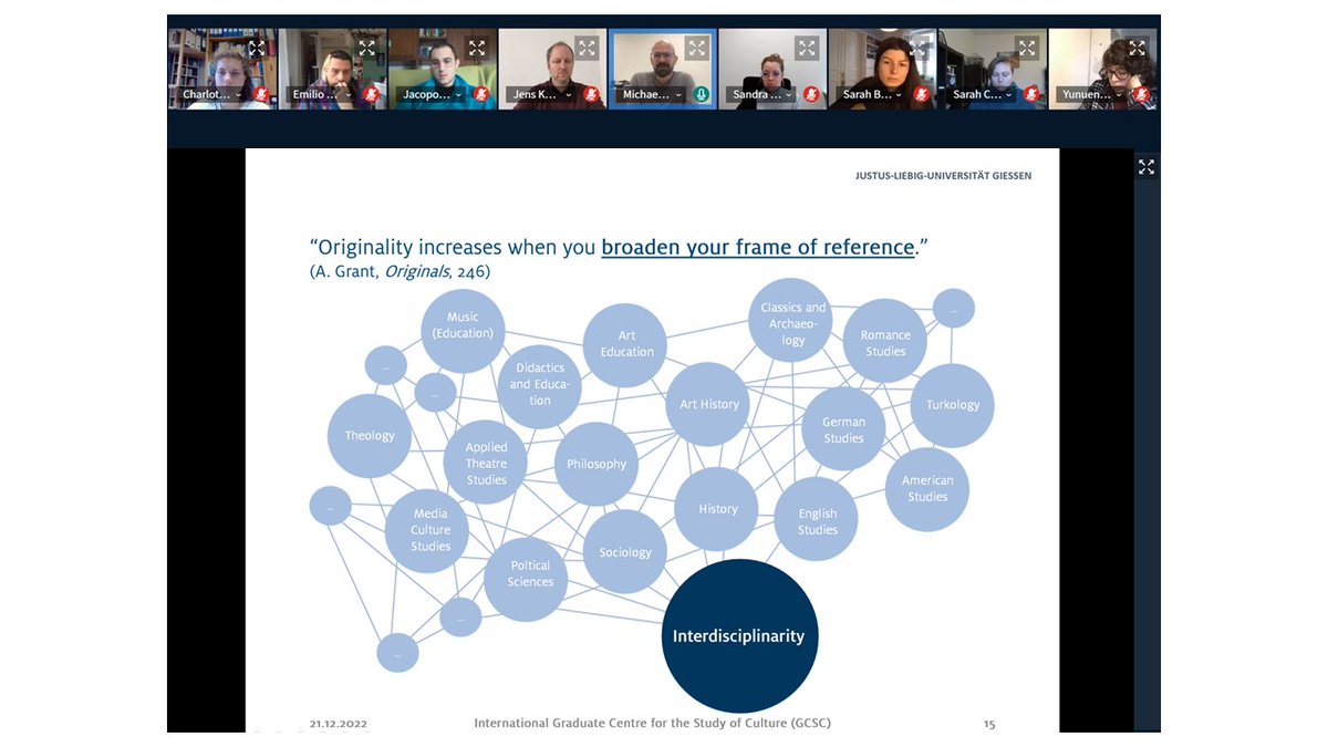 GCSC_JLU's tweet photo. Today, we held our Digital #GCSCinfoday w/ prospective new #GCSCdocs. 👩‍🎓👨‍🎓 After a day full of information on all things PhDing in the international &amp; interdisciplinary #StudyofCulture, we want to thank all participants for joining us. We hope to see you again soon! 👋
#phdlife https://t.co/UH2qq0NhRx