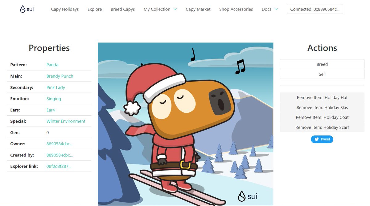 AdelynsaH's tweet photo. 🎁 I just unboxed my Sui Holiday Capy! ❄️ 
Create your own Capy here:  https://t.co/l2c3FcVEYj #CapyHolidays https://t.co/AYi5dO2klK