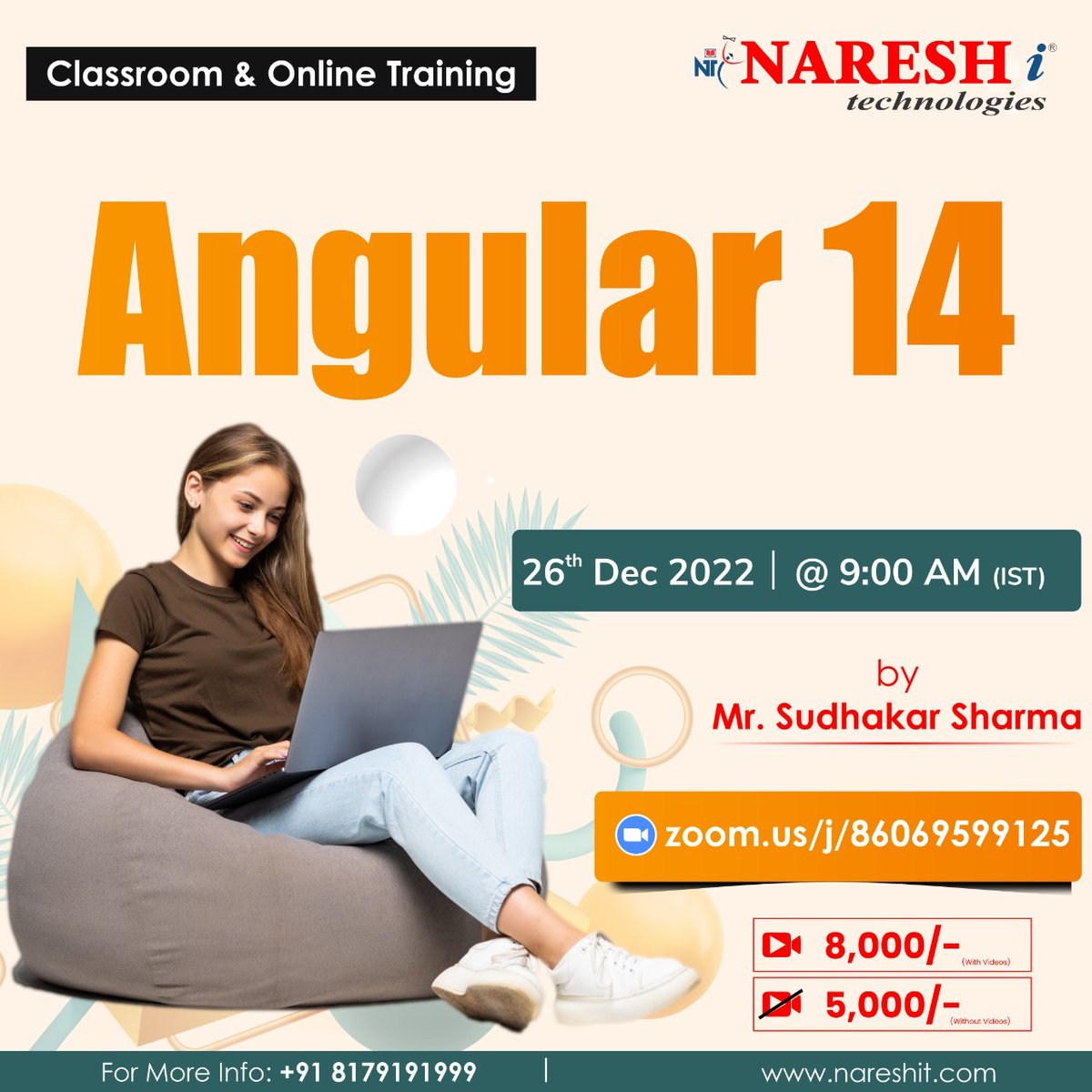 nareshitech's tweet image. ✍️Enroll Now: bit.ly/3WdQ9r7
👉Attend Free Online Demo On Angular 14 By Mr. Sudhakar Sharma.
🔥With Videos Rs 8000/- Only
🔥Without Videos Rs 5,000/- Only
📅Demo on: 26th December @ 09:00 AM (IST)
#Angular14 #angular #softwarecourses #course #software #Education #it