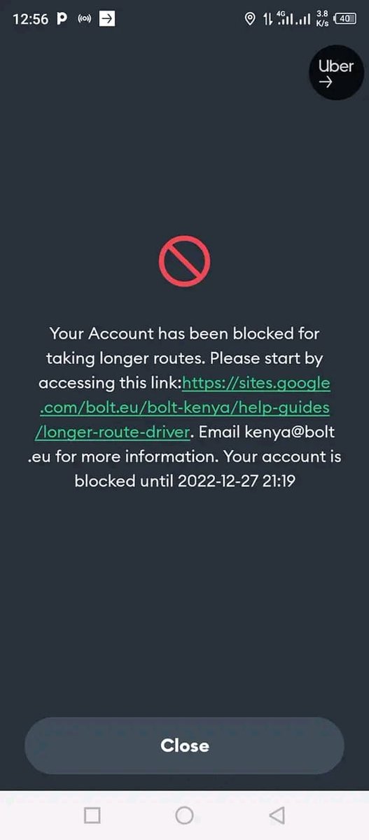 Royweb001's tweet photo. @Boltapp_ke it is us again, your driver  . So yesterday, president Ruto was at Imara Mall hence crazy traffic along Mombasa road. My client suggested we take ICD then bypass because we were going to muthiga area. Guess what Bolt has done 🙄👇 https://t.co/zvELjQYwyp