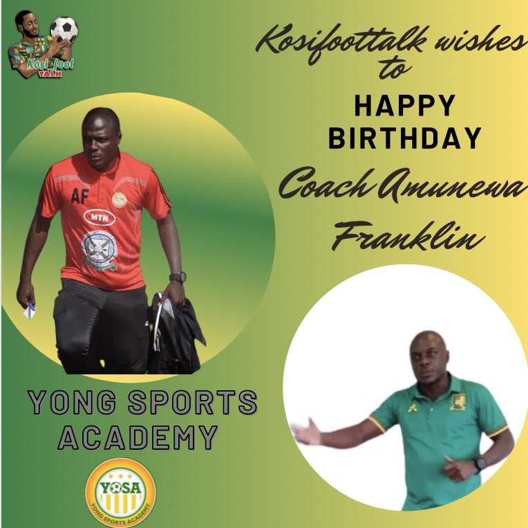 -Gold medal University games with UBa.
-Elite two qualification <a href="/Fonchastreetfc/">Foncha Street Football Club</a> .
-Elite two qualification Rangers FC Bafut.
-Now coach of <a href="/yosabamenda237/">YOSA Bamenda</a> .

Happy birthday coach Anumewa Franklin and good luck in your game today against Fauve Azur.

#HappyBirthday #yosa #coach