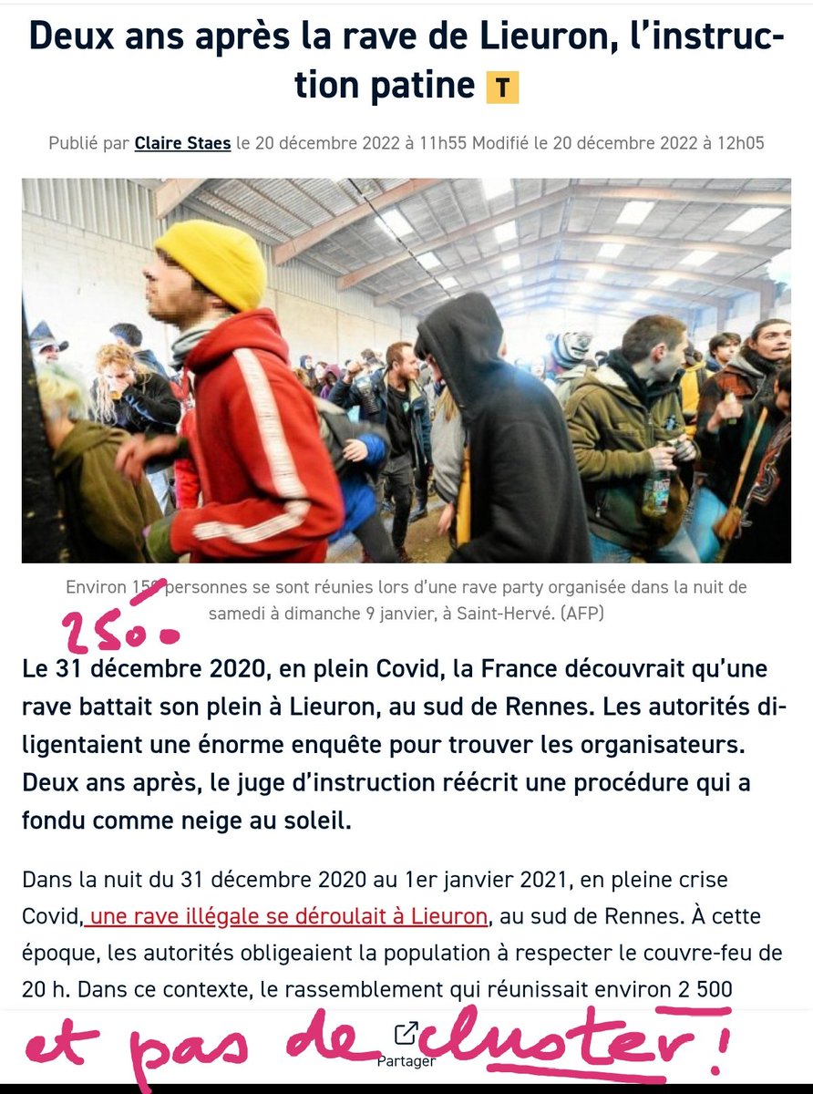 DonaldDucket's tweet image. la rave de #Lieuron, La fête en Bretagne, à côté de Redon, en 2020, scandale national 

La déroute complète pour @GDarmanin, ce 🤡, promettait « l’impunité zéro » pour ces « délinquants »

Non lieu en vue 😂
0 cluster 🤒 pour les 2500 fêtards sans 😷

letelegramme.fr/dossiers/rave-…