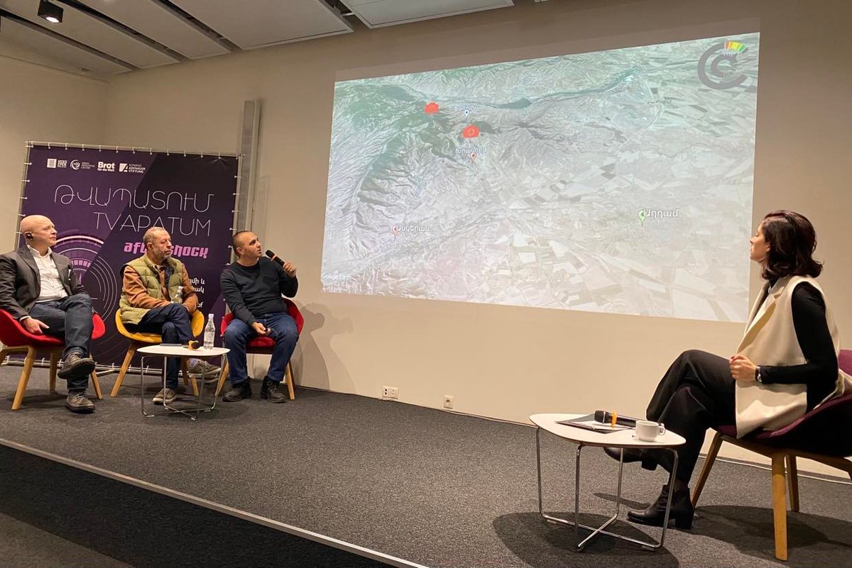 MediaIC's tweet photo. «Թվապատում․ Aftershock 2022»-ի 2-րդ օրը սկսեցինք Փաստի գինը պատումով․ փորձագետները խոսեցին ռազմական գործողությունների ժամանակ փաստերի ստուգման կարևորությունից, ներկայացրին 44-օրյա պատերազմի հետաքննական նյութերը, տարածված ակնհայտ ապատեղեկատվությունները։ 

#Tvapatumaftershock22 https://t.co/hlgNAL5cmD