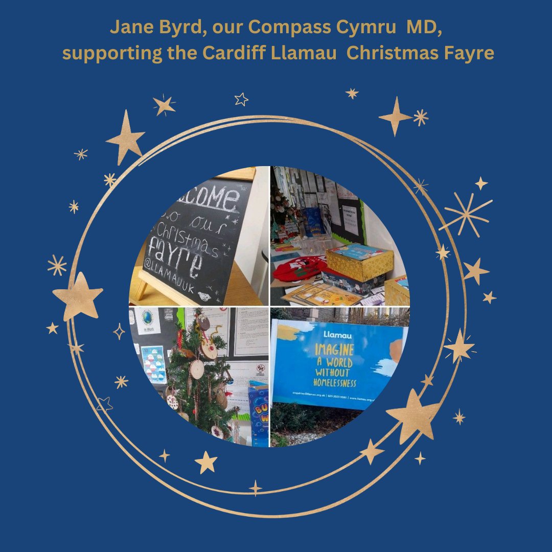 <a href="/Mrsbyrd81/">Jane Byrd</a>, Compass Wales MD,  representing #CompassCymru helped out @Llamau at the Cardiff Llamau Christmas Fayre.  Jane added: “It was great to speak with some of the young people supported by this amazing charity and to see the enthusiasm for this project. Well done to all🎅."