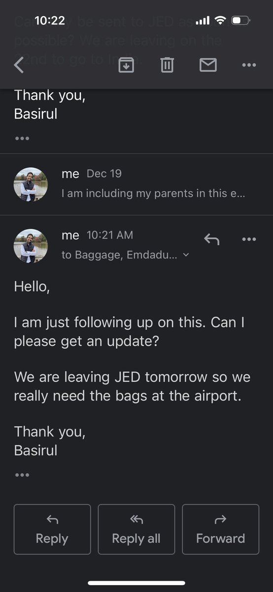 theBassilisk's tweet photo. @EGYPTAIR I still have not heard back from the concerned department. We have been here for nearly a week and are leaving JED tomorrow. Where are our bags? https://t.co/Gnb0Rt7MRY