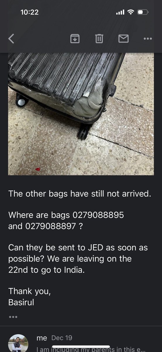 theBassilisk's tweet photo. @EGYPTAIR I still have not heard back from the concerned department. We have been here for nearly a week and are leaving JED tomorrow. Where are our bags? https://t.co/Gnb0Rt7MRY