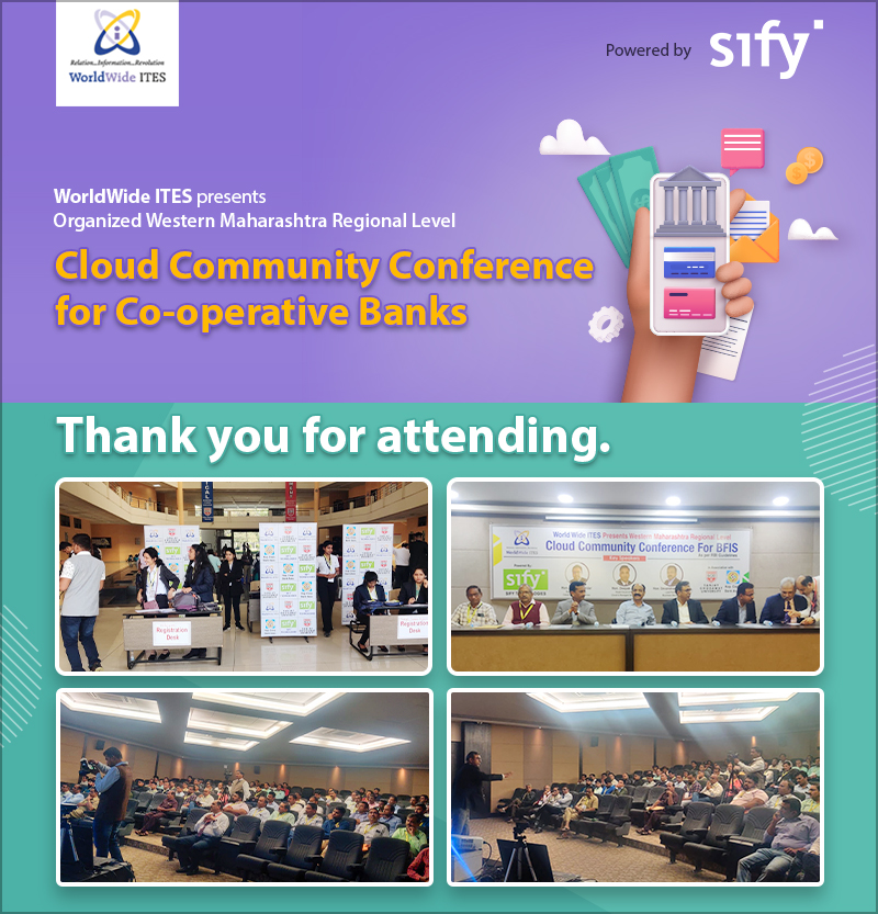 sifytech's tweet photo. We are happy to share that recently @sifytech in collaboration with Worldwide ITES presented a day-long Cloud Community Conference for Co-operative Banks on 15th December 2022 at Kolhapur, Maharashtra.
#cloudatcore #partnership #channelpartners #bankingindustry #conference2022 https://t.co/28seW6BLq1