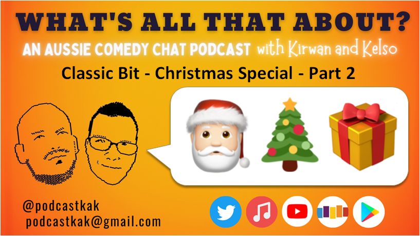 podcastkak's tweet photo. Latest ep! Classic Bit - Christmas Special - Part 2

A blast from 2017! 

An #Australian "#amateur #comedy #chat" #podcast. 

Become a virtual intern today!

#YouTube:https://t.co/UHokty6yc7 #iTunes:https://t.co/ErzuJws5CD https://t.co/RW8zdCIyC2