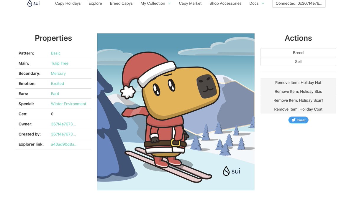 DeepCryptoSeven's tweet image. 🎁 I just unboxed my Sui Holiday Capy! ❄️ Just look at my champ! Create your own Capy here:  capy.art #CapyHolidays