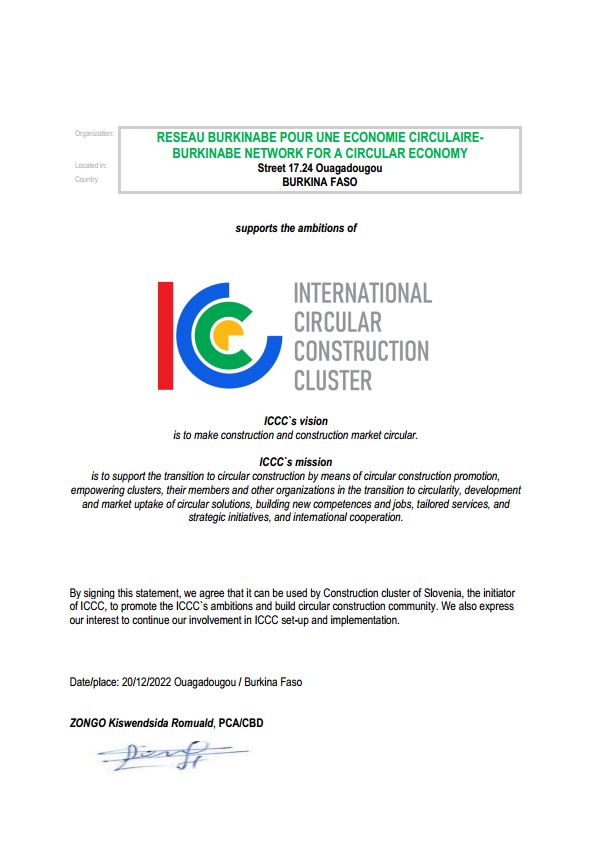 ICCCluster's tweet photo. Thank you, @RBECBurkina  Réseau Burkinabè pour une Economie Circulaire - Burkinabe Network for a Circular Economy!

#ICCCluster #circulareconomy #circularconstruction #letterofsupport

@ZONGORomuald2 https://t.co/XnFvbAeE1N