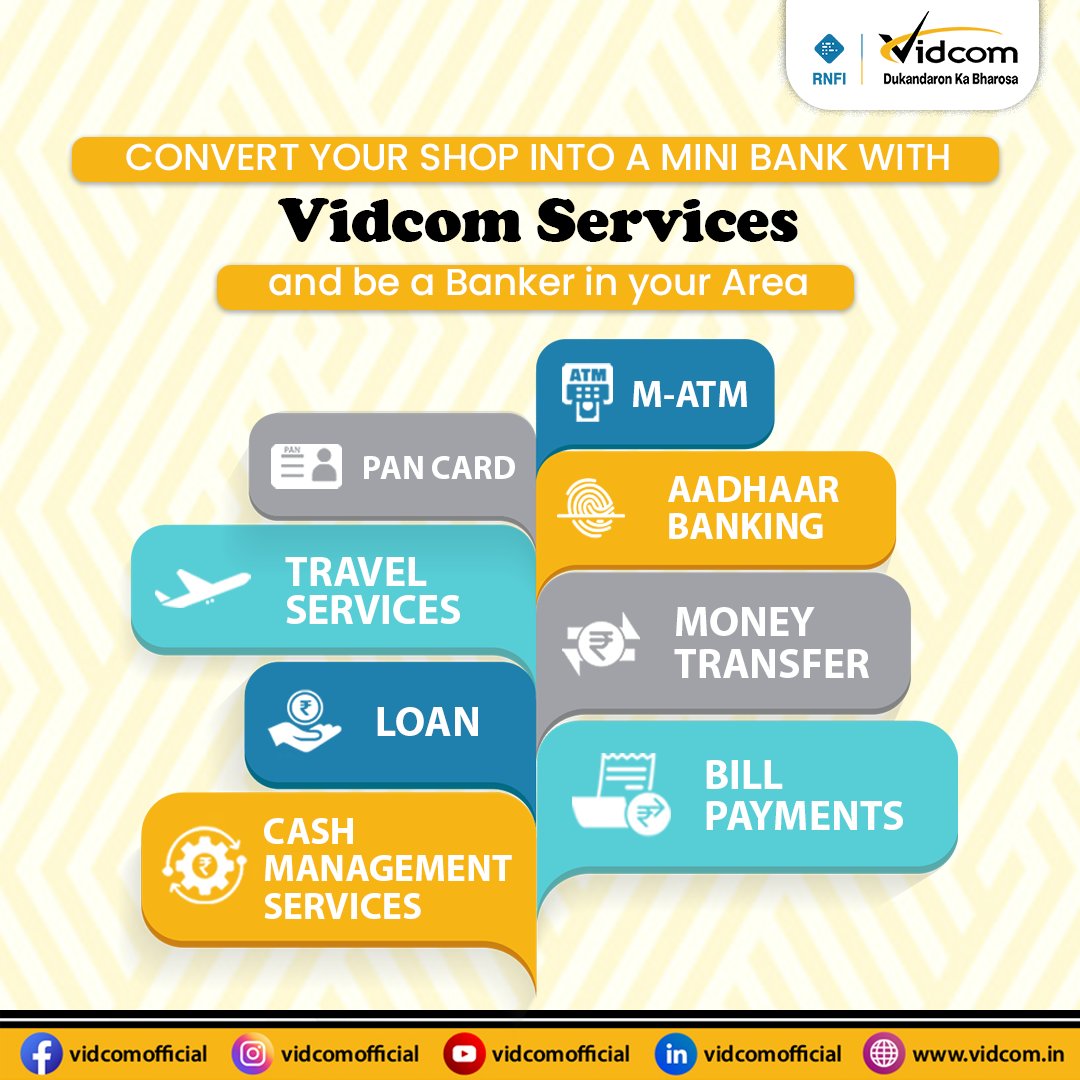 VidcomS's tweet photo. ๐๐ง๐ ๐ฌ๐ญ๐จ๐ฉ ๐ฌ๐จ๐ฅ๐ฎ๐ญ๐ข๐จ๐ง for all your ๐๐ข๐ง๐๐ง๐๐ข๐๐ฅ needs
Convert for shop into a Mini Bank with ๐๐ข๐๐๐จ๐ฆ Service
#vidcom #retailer #bbps #recharge #fintech #commission #income #distributor #generalstore #kiranadukaan #aeps #mobilerecharge #moneytransfer #dmt https://t.co/Al6ICheqpK