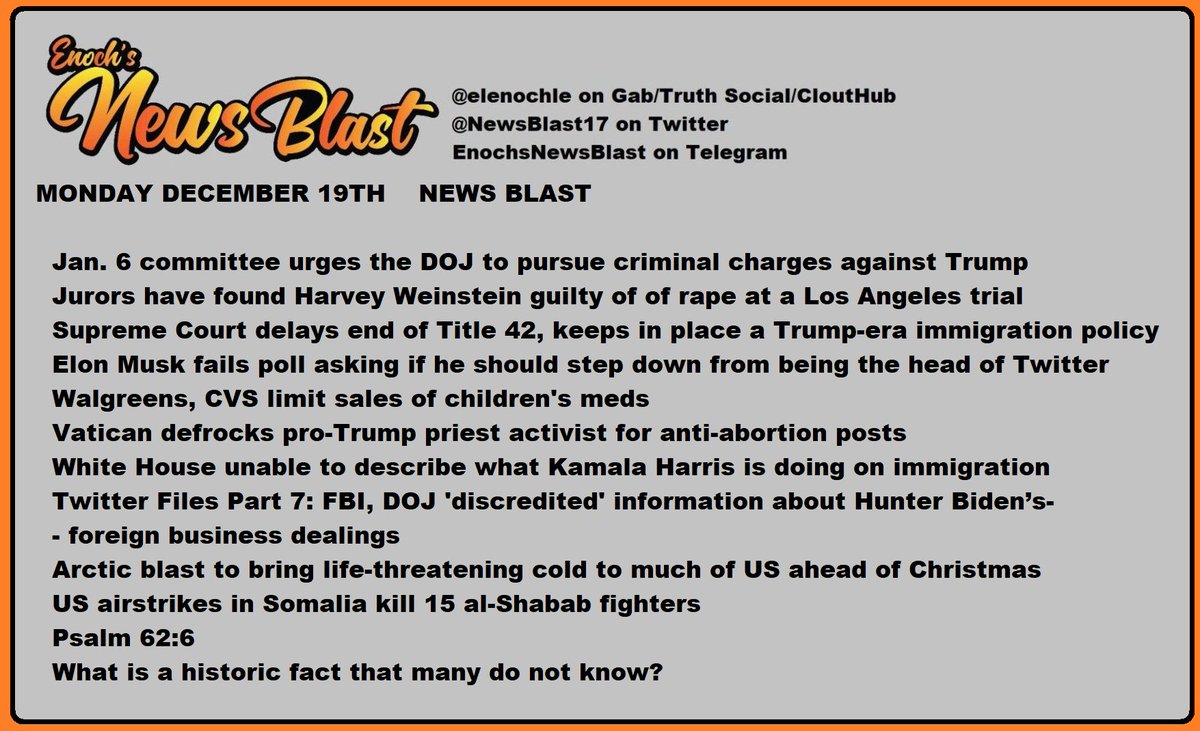 News Blast On Twitter News Blast For The Day Of Monday December 19th News Blast On Twitter News Blast For The Day Of Monday December 19th