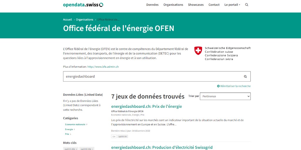 opendataswiss's tweet image. Situation énergétique en 🇨🇭: où en est-t-on? Le dashboard de @BFEenergeia fournit les principaux #indicateurs de l’#approvisionnementénergétique – sur la base d’#OGD!

Dashboard: energiedashboard.admin.ch/dashboard 
Datasets sur opendata.swiss: opendata.swiss/fr/organizatio…  

#datareuse