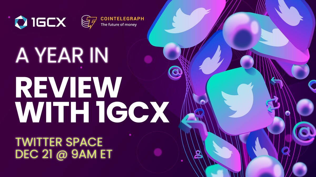 Cointelegraph's tweet photo. 2022 will go down as one of the craziest years in crypto history! 😵

Join us for a Twitter Space as we discuss this eventful year in review and look forward to 2023 with the industry leaders of @1GCXglobal. 

📅 Dec. 21 @  9 AM ET

RSVP➡️https://t.co/FxSGRHv9PX

#Ad https://t.co/YsAF9PWq5U