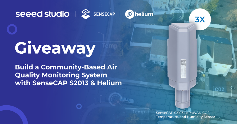 seeedstudio's tweet photo. Want to monitor air quality in your neighborhood to ensure standards for human comfort? Get a free #SenseCAP S2103 to monitor CO2, temperature &amp; humidity via @helium network.

Rules:
1. Follow @seeedstudio @helium
2. ❤ &amp; RT
3. Reply your project idea

3 winners pick on Dec. 30