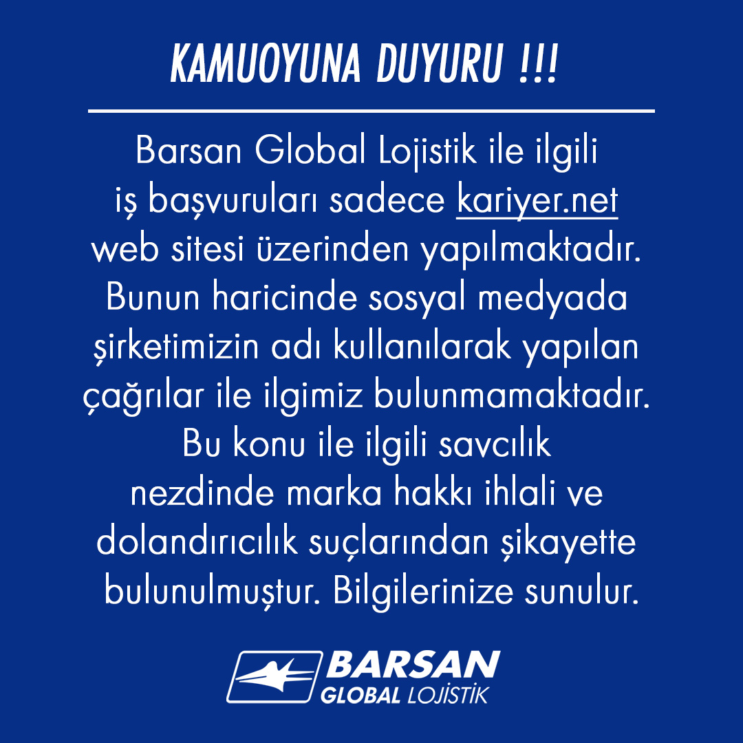 Kamuoyuna duyuru !!!