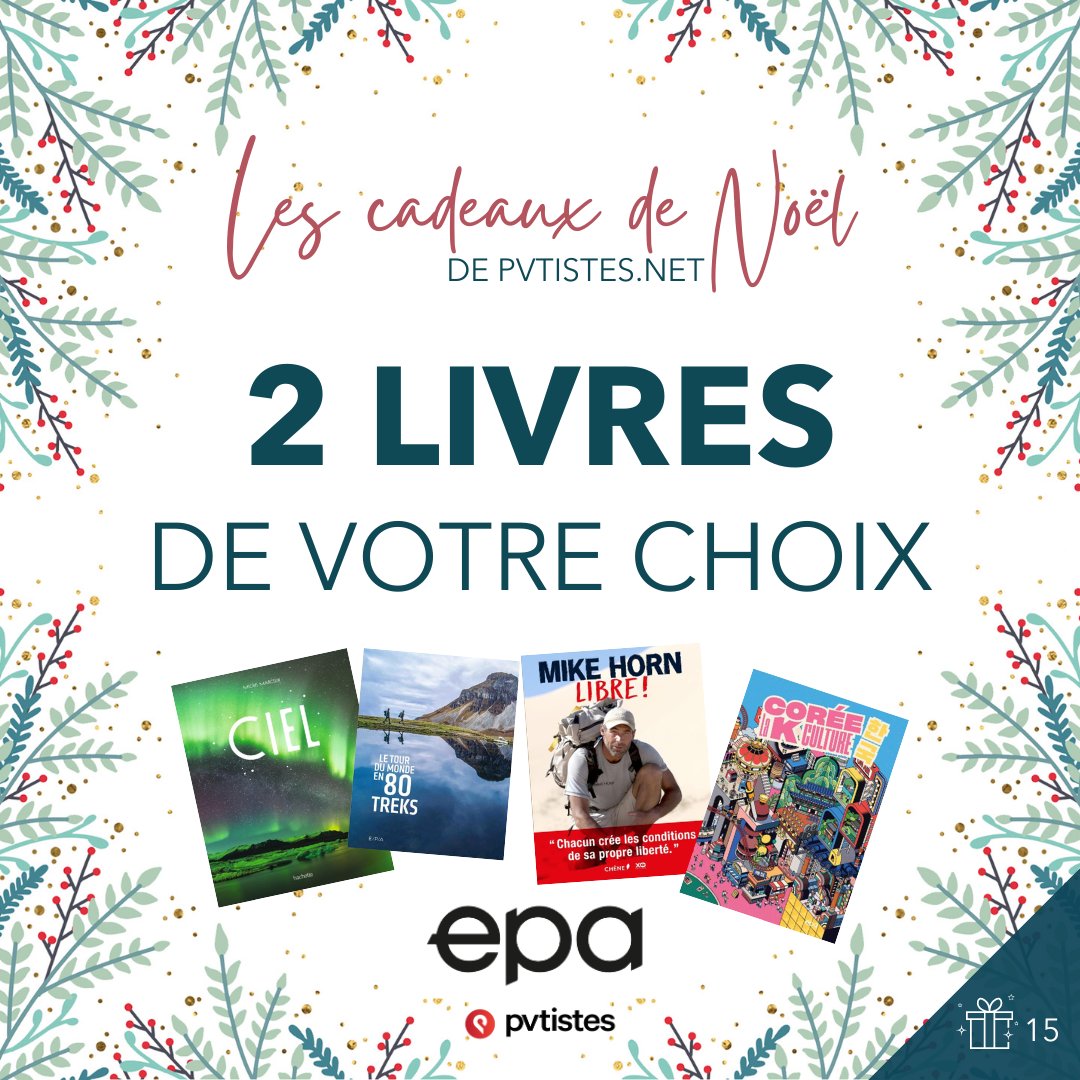 pvtistes's tweet photo. 🎁 CONCOURS #15 - LES CADEAUX DE NOËL DE #PVTISTES.NET 🎄
Ho, ho, ho ! 🎅 Jouez dès maintenant pour tenter de remporter 2 livres de votre choix offerts par #EditionsEPA !
Pour participer, rendez-vous sur Instagram 👉 https://t.co/J79RX0Gsu5
Bonne chance à tous 🍀
#PVT #concours https://t.co/SSvLXLQvuf
