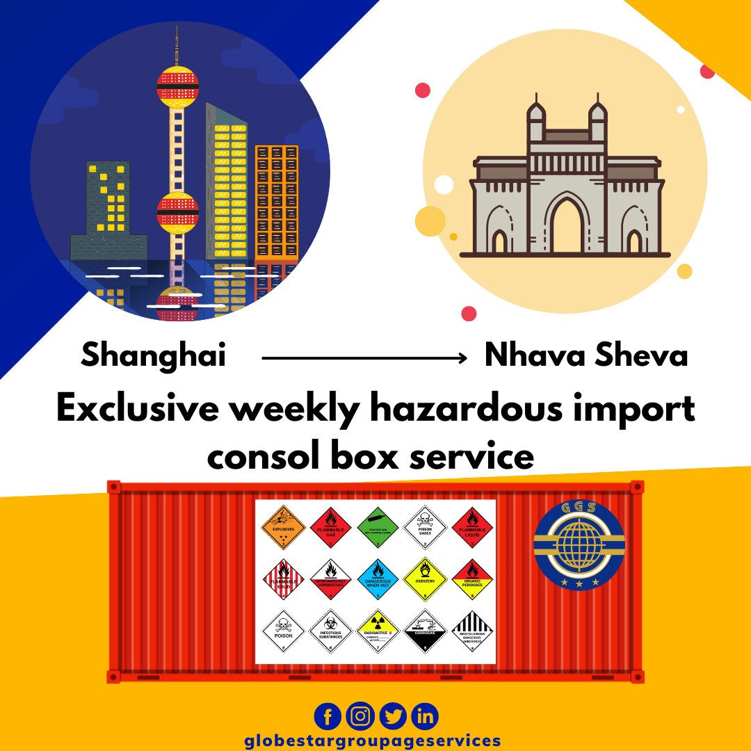 Exclusive weekly hazardous import consol box service from Shanghai into Nhava Sheva 
.
.
.
#shipping #freightforwarder #freight #logistics #imports #consolidation #cargo #export #importers #exporters #lcl #lessthancontainerload #lclcargo #nhavasheva #china #shanghai #hazardous