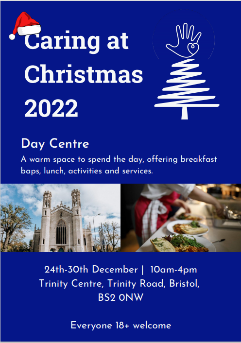 Our partner, <a href="/CaringinBristol/">Caring in Bristol</a>, will be at <a href="/TrinityBristol/">Trinity Bristol</a> providing fun activities, delicious food &amp; helpful services for anyone &amp; everyone (18+) this Christmas.

24th-30th December
10am-4pm

No need to book, just show up 🙂