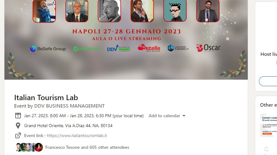 devannadomenico's tweet image. Accade su #LinkedIn
Mi sono distratto un attimo e siete diventati 600... 😎
🍾 🍾 🍾 SEI CENTO! 🍾 🍾 🍾
italiantourismlab.it 
Il Codice Sconto è valido fino a Natale... 😉 #usalo
Trovi il Codice Sconto all'interno dell'Evento LinkedIn 😉