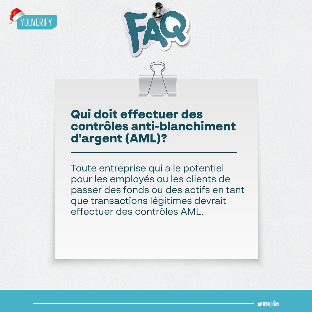 Vous voulez connaître la question la plus fréquemment posée en matière de blanchiment d'argent ? 🤔

« Qui doit effectuer des contrôles de lutte contre le blanchiment d'argent ? »

Nous espérons que cela clarifie votre demande !

#Aml #Youverify #Faqs