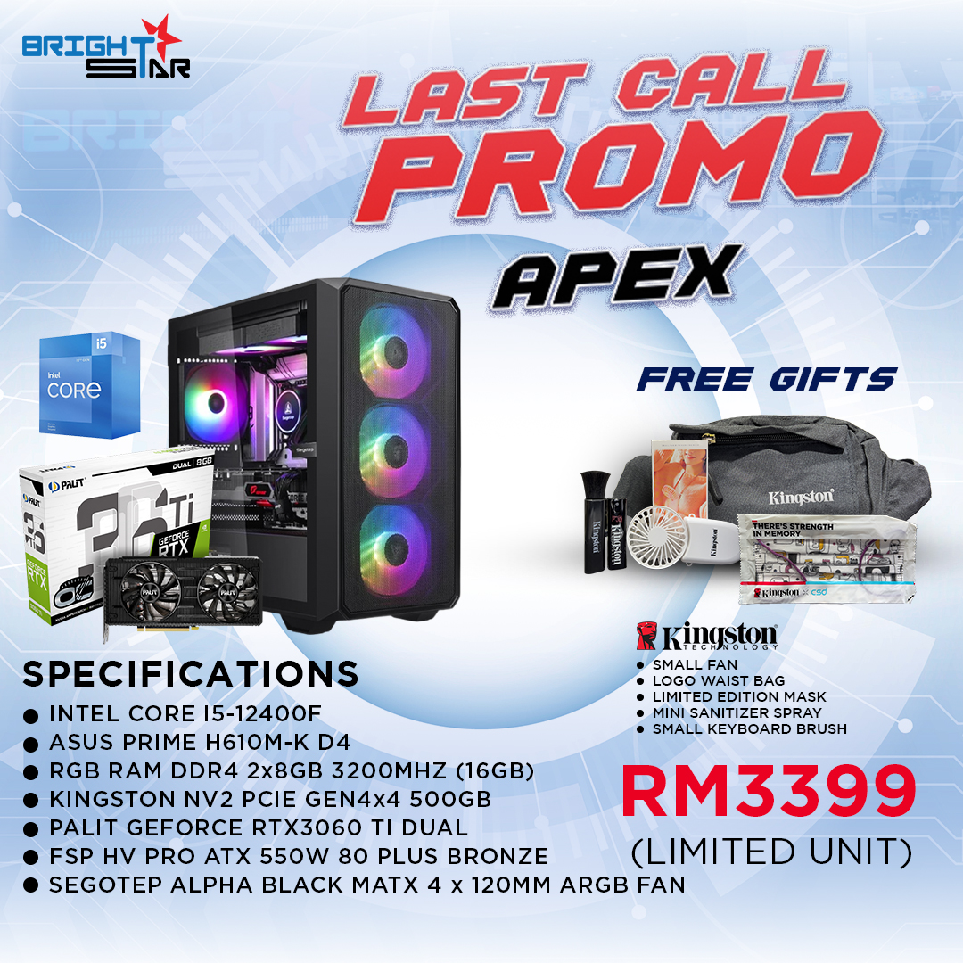 Brightstarcomp's tweet photo. 🔊LAST CALL LAST CALL🔊

Gaming Pc Set Powered by Intel i5 12 gen with RTX3060 TI 𝗶𝗺𝗶𝘁𝗲𝗱 𝘂𝗻𝗶𝘁 just for RM3399 (cash)🤩 and get not 1 but 5 𝗙𝗥𝗘𝗘 𝗚𝗜𝗙𝗧 Exclusive from Kingston.

Whatsapp us now:  https://t.co/JrlulmtLdH

#brightstarcomp #custompc #pcshop #KLPCset https://t.co/gaaTJoK5EU