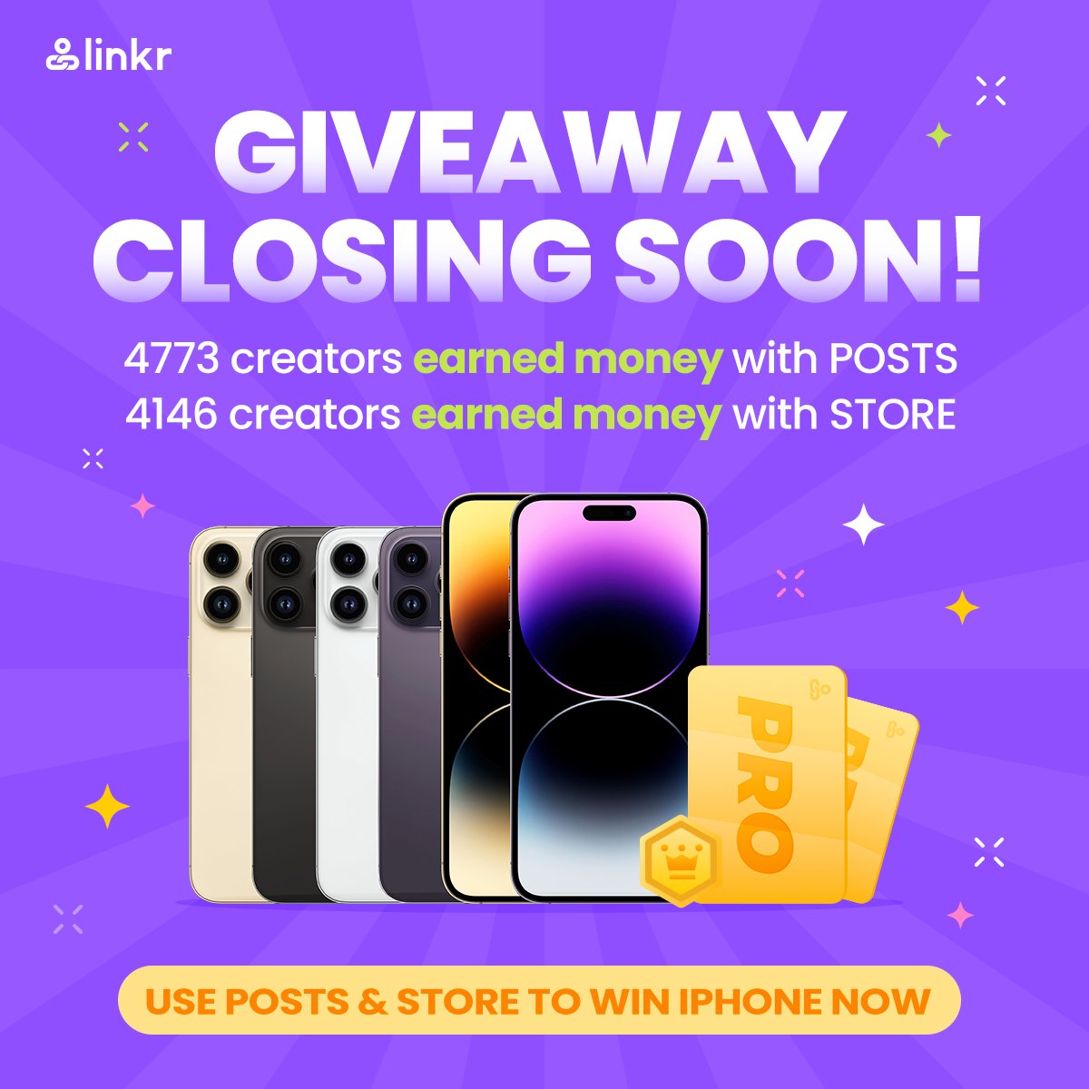 LinkrBio's tweet photo. Linkr Giveaway closing soon! 

How To Enter:
1. Enable features POSTS and STORE on Linkr
2. Get subscribers and earnings through POSTS and STORE

Don't hesitate, join now! https://t.co/30I7Nf52aR
