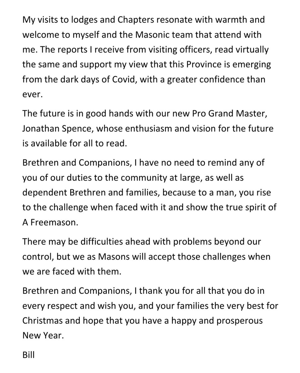 ProvinceofCandW's tweet photo. A #Christmas message from the head of #cumbriafreemasons Bill Bewley https://t.co/BwYfRVUB6Y