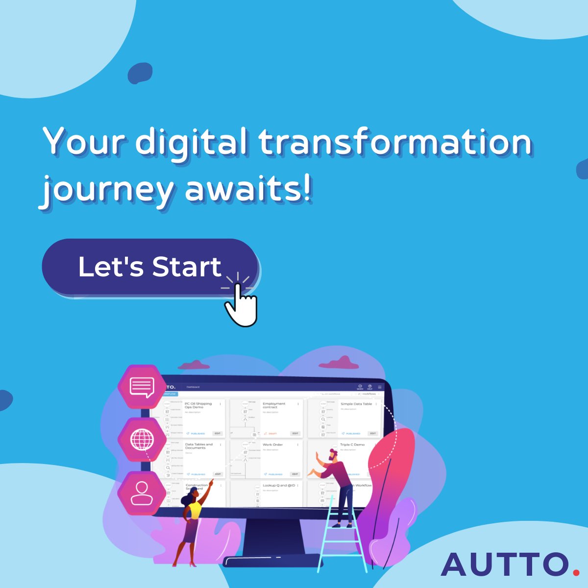AuttoIO's tweet photo. AUTTO was founded with the belief that technology is the power for growth. We supply a range of business automation tools to help optimise workflows.
Ready to start your automation journey?
https://t.co/XNZPgPTk9w
#business #contact #digitaltransformation #automation #technology https://t.co/2Gwmj5tDu3