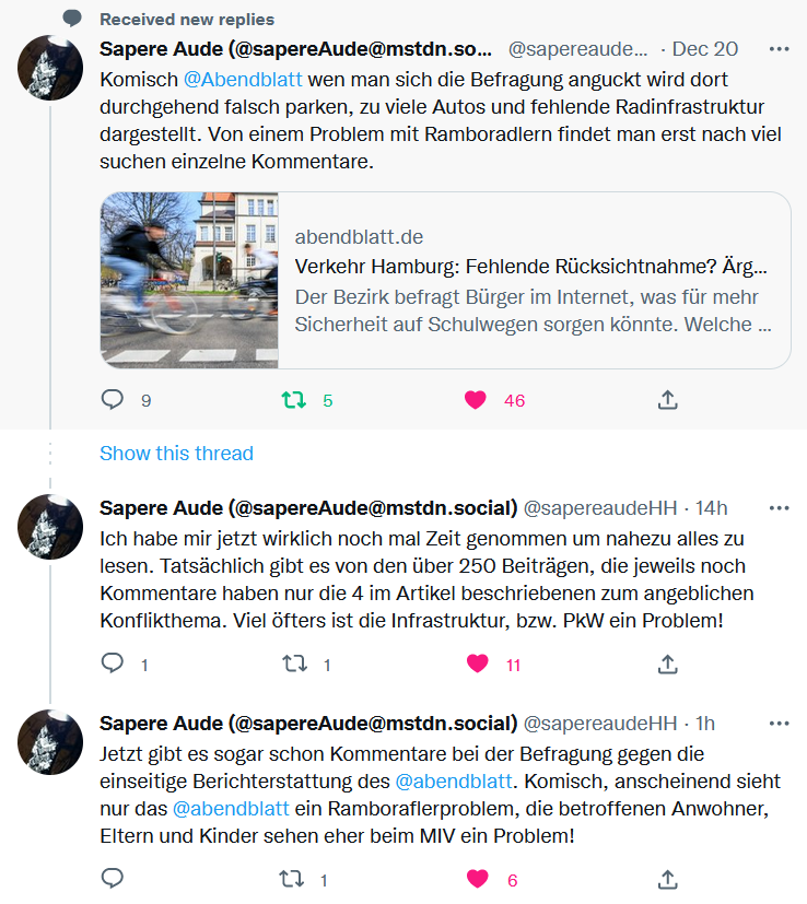 McclureJayjay's tweet photo. Hey @abendblatt,
wie sieht es denn bei Euch aus mit journalistischen Standards? #falsebalancing
Oder ist das etwa nur  Meinungsmache gegenüber Radfahrenden? 
Anders gefragt: WAS ZUR HÖLLE SOLL DER SCHEIß? https://t.co/D9x8ULxt94