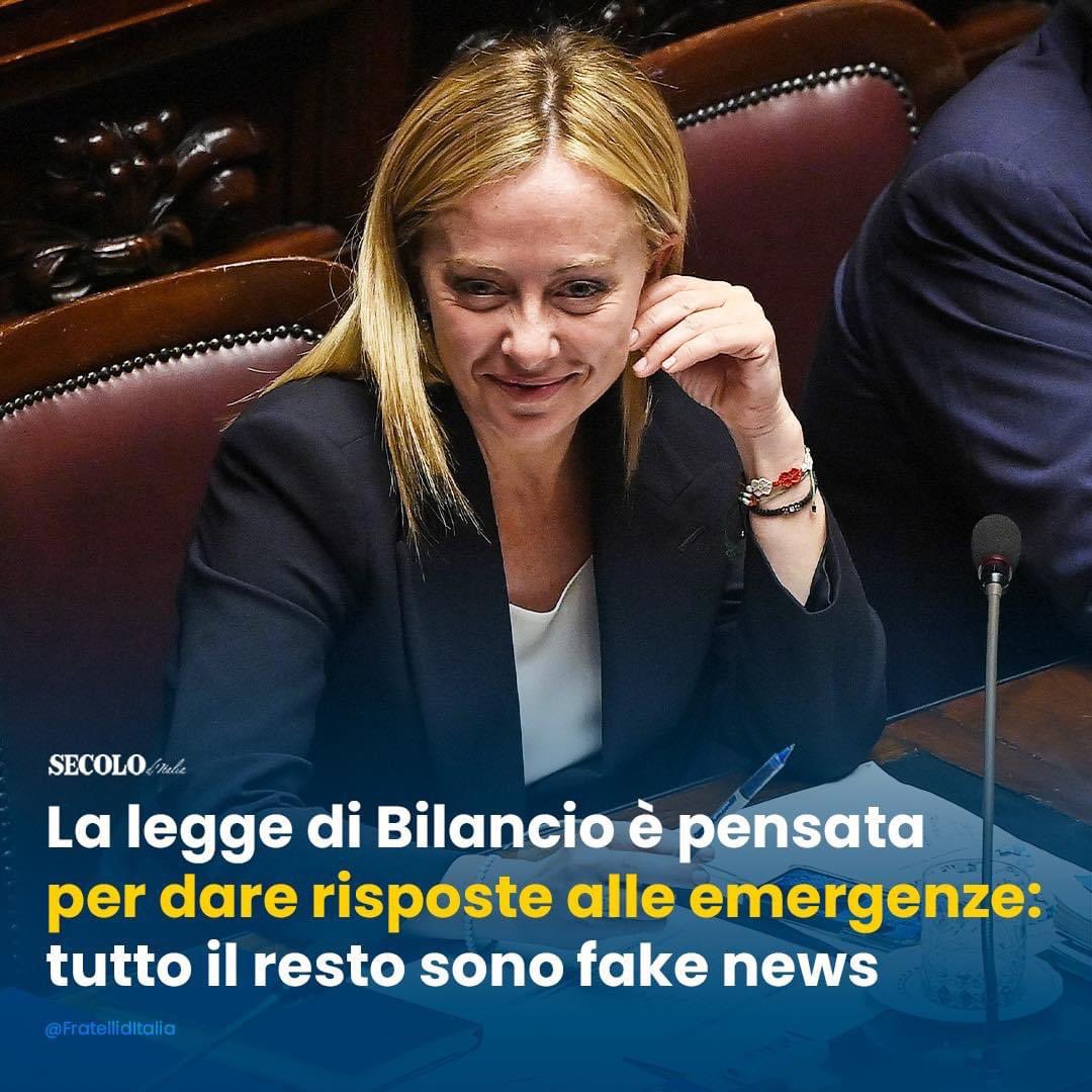 FratellidItalia's tweet photo. 🔵 La nostra è una manovra di bilancio che rispetta gli impegni presi con i cittadini. #Manovra2023 #GovernoMeloni https://t.co/kUlB4B3Jhl