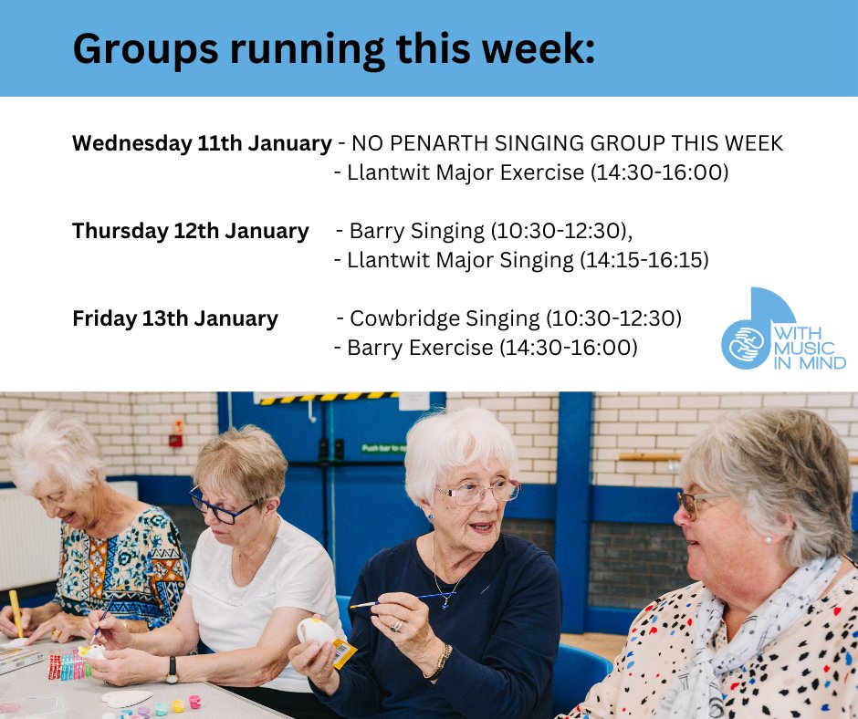 We're back this week following our Christmas break! 
Find out further details about each group on our website: withmusicinmind.co.uk/our-groups/