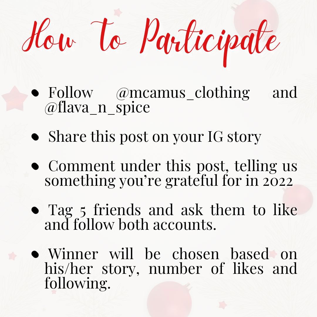 McAmusClothing's tweet photo. Itβs give away season fam!!! β‘οΈπ₯°π₯° You all have been awesome this year so Iβm collaborating with @flava_n_spice to gift someone! Go to our IG pages, follow the rules and stand a chance of winning these super gifts!
Cheers fam!πΎ #giveaways #ChristmasVibes #tshirtplug #shito https://t.co/4xBWRAHJCZ