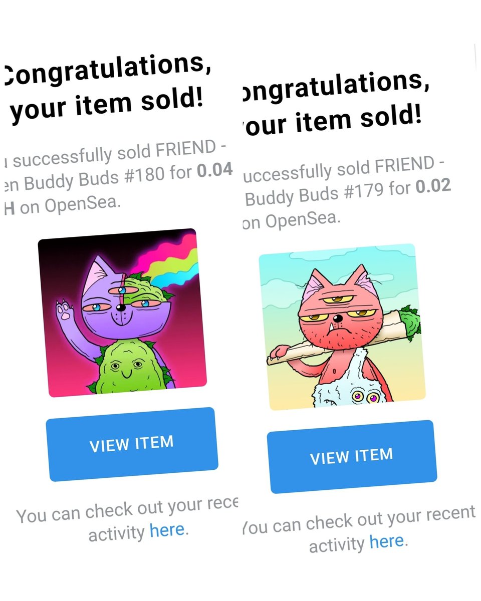 The auction is over ✌️
Two Catliens found a new home 😍

Big thanks to <a href="/EskimoHoax/">HoaxEskimo.eth 🍄👁️🌈🪬</a> and the second collector 💚

Will list the other two Catliens today 😊

#NFTCollection #NFTartist #OpenSeaCollection