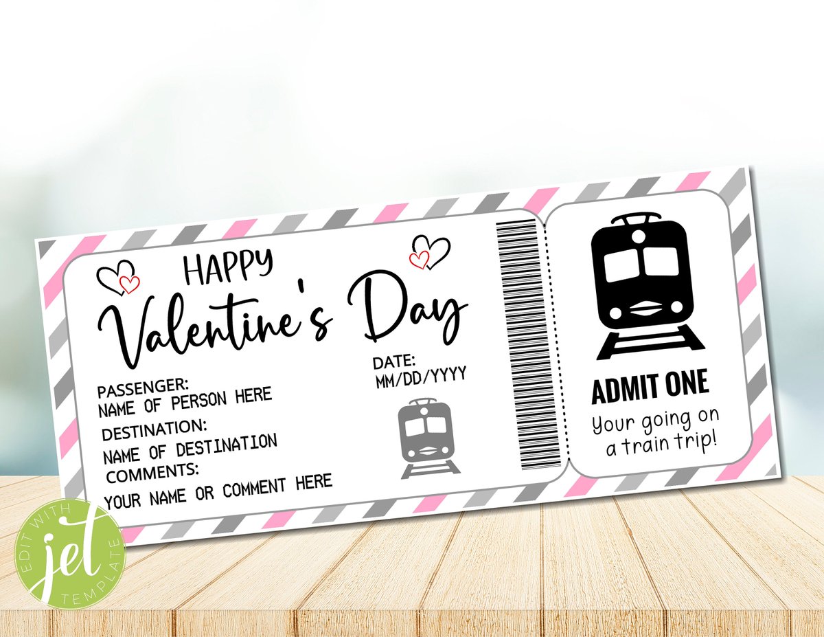 BallabioAdri's tweet photo. Excited to share the latest addition to my #etsy shop: Editable Valentine's Day Train Ticket Boarding Pass ,Surprise Trip Getaway Holiday Vacation, Printable Voucher, Instant download M001 https://t.co/7sKFiobH3W #backtoschool #partyprintables #partydecor #partyfavors https://t.co/NkMTg4kOVh