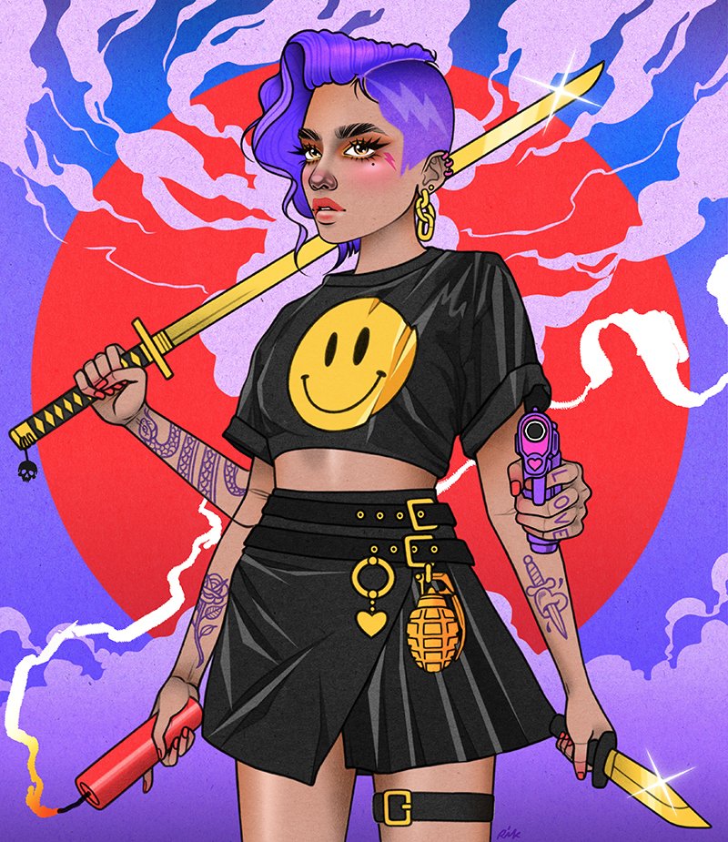 GM from me and my new drawing.
This will be my last drop of the year and the last in my collection of ass kicking, heart breaking baddies. 
❤️❤️‍🔥❤️🔥❤️‍🔥❤️