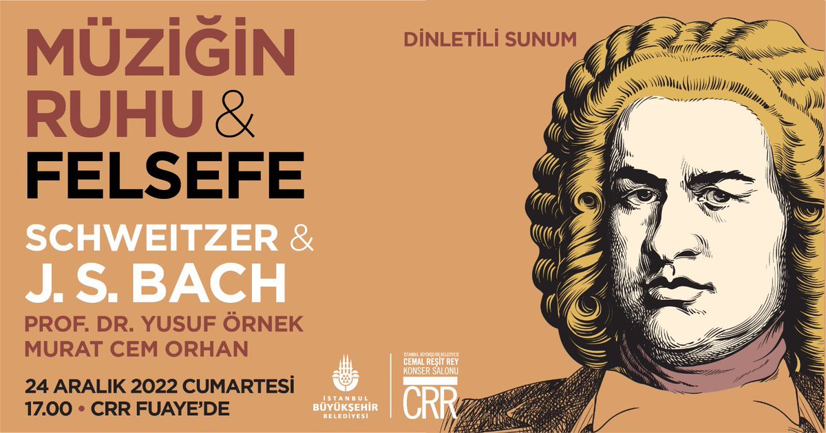 Müziğin Ruhu &amp; Felsefe’de bu ay📌

Prof. Dr. Yusuf Örnek’in anlatımı ve Murat Cem Orhan’ın piyano eşliğiyle gerçekleşecek söyleşinin bu ayki konu başlığında;  1952 Nobel Barış Ödülü sahibi Albert Schweitzer ve J. S. Bach var.

📆24 Aralık Cumartesi
⏰17.00
🎫Ücretsiz