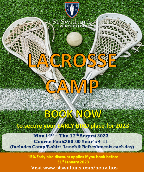 Take advantage of our EARLY BIRD offer and book your place on the St Swithun’s 2023 LAX Camp for current year 4 girls to year 11 🥍<a href="/stswithunsgirls/">St Swithun's School</a> #lacrosse #lacrosseplayer #winchester #summercamp