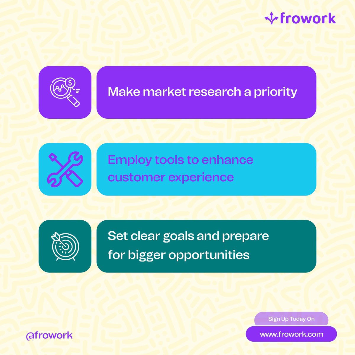 FroWork's tweet photo. 2023 is going to be a better year because we would be riding on the wings of 2022. Here are a few tips to set your business up for success in the new year.
What are you going to do differently? Share with us
Be intentional💯
#Christmas2022 #Frowork #Remotework https://t.co/etQIFNkcbg